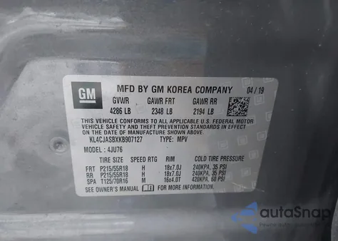 2019 Buick Encore Fwd Preferred из США, поврежденный, VIN KL4CJASBXKB907127